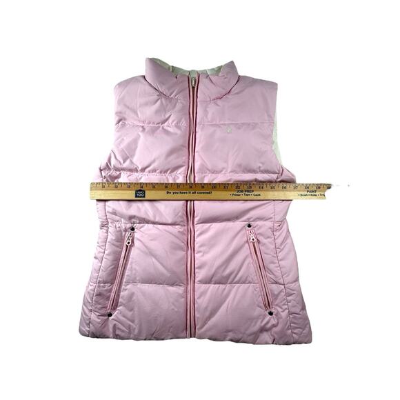 Ralph Lauren Reversible Puffer Vest Girls Size XL (16) Pink Cream Full Zip Down - Picture 4 of 13